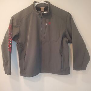 Ariat Jacket Mens Medium Gray Logo 2.0 Softshell Full Zip Patriot USA American